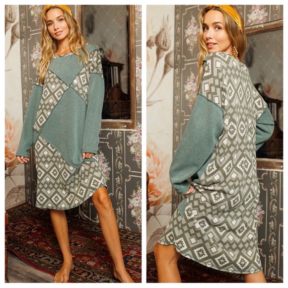 Boho Color block Midi Dress - Picture 2 of 4